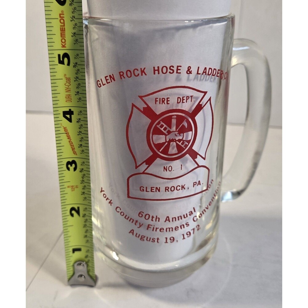 Vintage 1972 Firemen Convention Beer Mug Glen Rock PA Hose Ladder Smokey - Picture 3 of 7